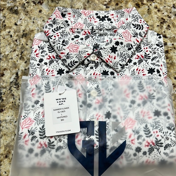 Graham Luxe Other - Graham Luxe Golf ⛳️ Shirt “Summer Flower” White/Red Collared New w/Tags Sz L